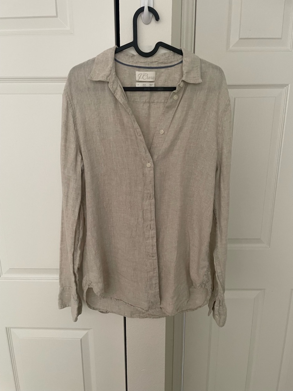 J. Crew Women’s Linen Button-Up Shirt in Light Stone